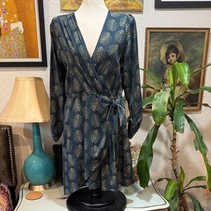 Elegant Teal Faux Wrap Dress